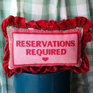 Reservations Required Needlepoint Pillow