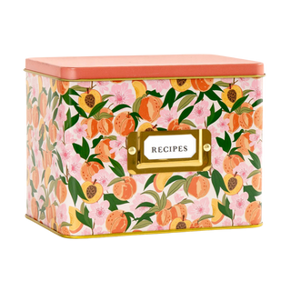 Peach Blossom Tin Recipe Box