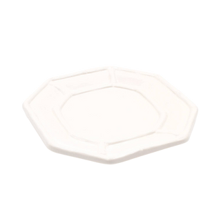 White Ceramic Bamboo-Detail Dessert Dish