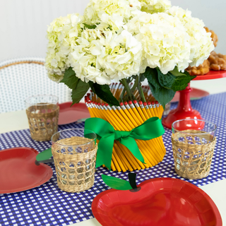 Navy Gingham Check Paper Table Runner