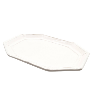 White Ceramic Bamboo-Detail Serving Platter