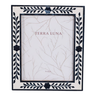 White/Blue Petals Photo Frame