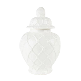 Large White Textured Ginger Jar