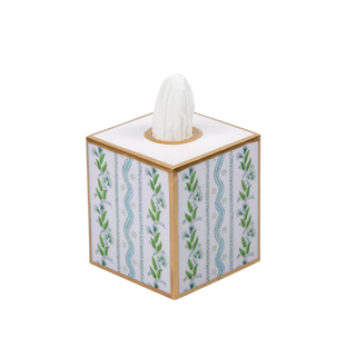 Emma Stripe Enameled Tissue Box Cover