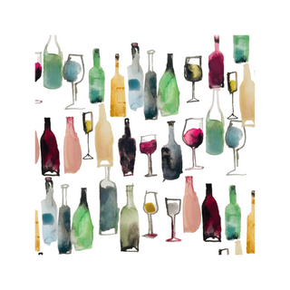 Watercolor Wine Glasses Cocktail Napkins