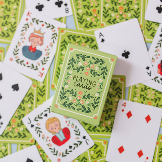 Green Floral Playing Cards