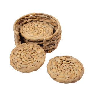 Natural Woven Water Hyacinth Coaster Set