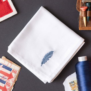 Men's Handkerchief Embroidered Feather