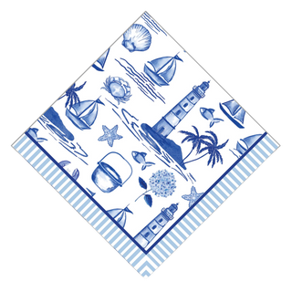Seaside Toile Paper Cocktail Napkins