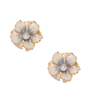 Small Double Floral in Pearl and Blue