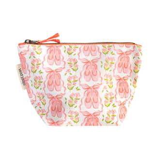 Ballet Slippers & Florals Canvas Zipper Pouch