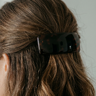 Parcelona Large Flat Rectangle Tortoise Shell Hair Barrette Clip