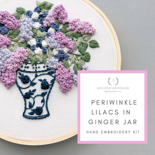 Periwinkle Lilacs in Ginger Jar Hand Embroidery Kit