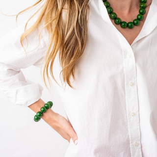 Cece Large Green Resin Bead Bracelet