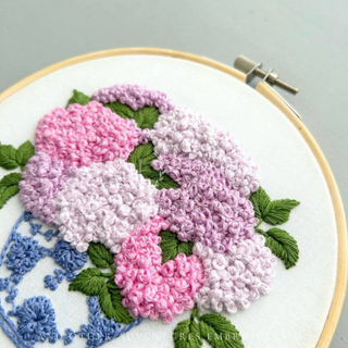 Pink Hydrangeas in Ginger Jar Hand Embroidery Kit