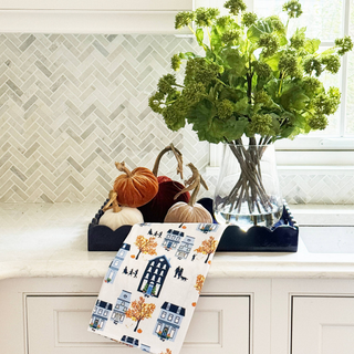 Autumn Village Tea Towel