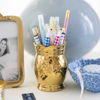 Gold Pineapple Pen Cup
