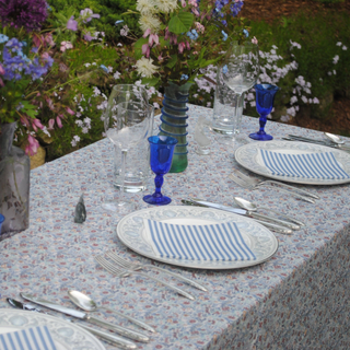 Blue Striped Seersucker Luncheon Napkins