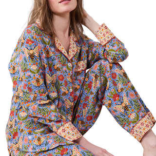 Long PJ Set in Bee Tapestry