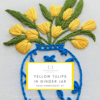 Yellow Tulips in Ginger Jar Hand Embroidery Kit