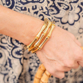 Lucy White Bamboo Acrylic Bracelet