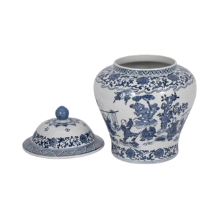 Blue Ceramic Blossoms Decorative Jar