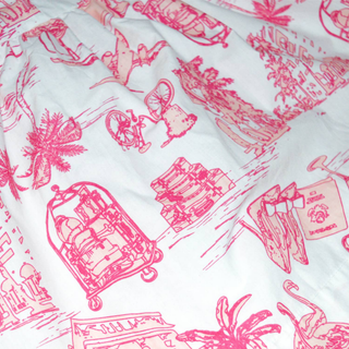 Pink Toile Smocked Flutter Sleeve Dress