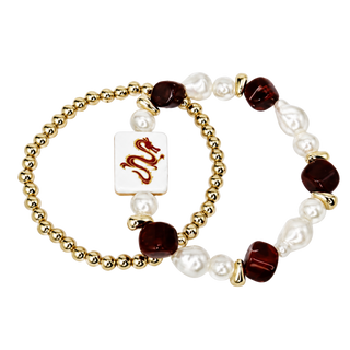 Ellison+Young Mahjong Tile Beaded Bracelet, 2-Piece Set