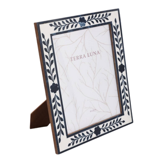 White/Blue Petals Photo Frame