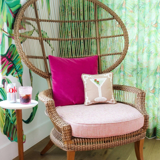 Tan Martini Needlepoint Pillow