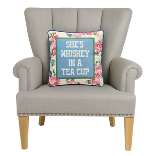 She's Whiskey in a Teacup Needlepoint Pillow