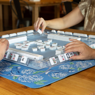 Blue Hydrangea Bird Mahjong Mat