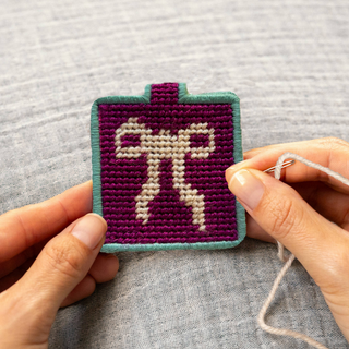 Bow Needlepoint Keychain