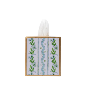 Emma Stripe Enameled Tissue Box Cover