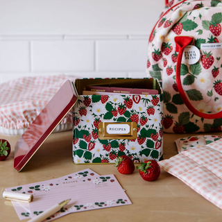 Strawberry Patch Tin Recipe Box