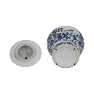 Blue Ceramic Blossoms Decorative Jar