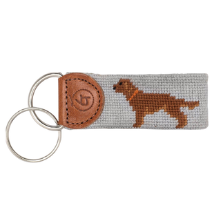 Chocolate Lab Needlepoint Keychain