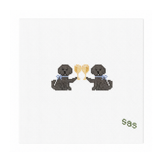 Black Lab Drinking Buddies Needlepoint Canvas