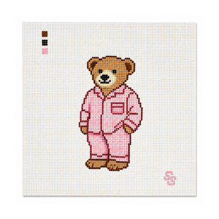 Pink Pajama Bear Needlepoint Canvas