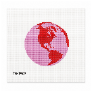 Pink Globe Needlepoint Canvas