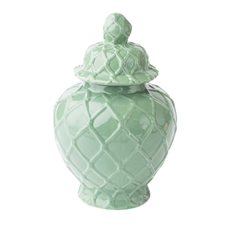 Large Green Textured Ginger Jar