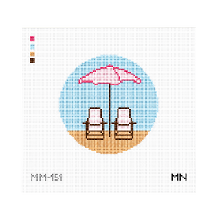 Pink Striped Beach Chairs Needlepoint Canvas