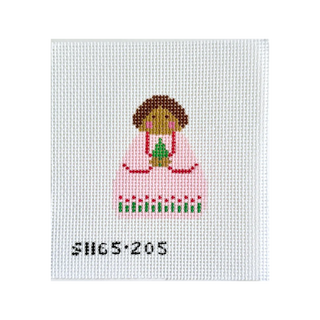Pink Tree Angel Needlepoint Canvas