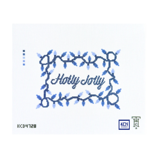 Holly Jolly Blue Sign Needlepoint Canvas