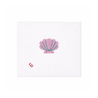 Mini Pink Seashell Stamp Needlepoint Canvas