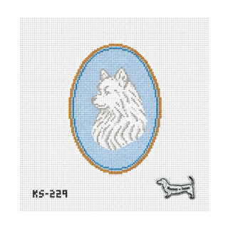 The Pomeranian Dog Cameo Needlepoint Canvas