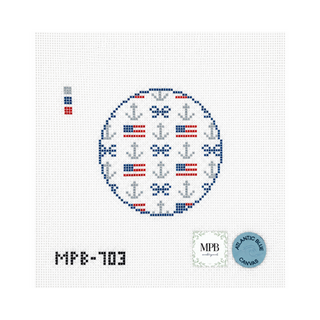 Nautical USA Round Needlepoint Canvas