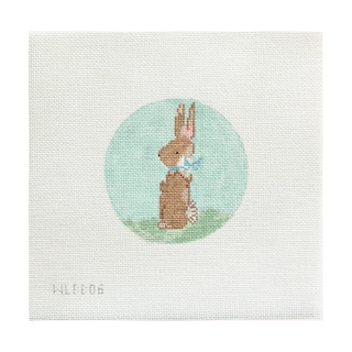 Little Bunny with Blue Bow Needlepoint Canvas