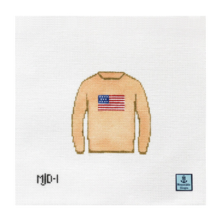 Cream American Flag Sweater Needlepoint Canvas
