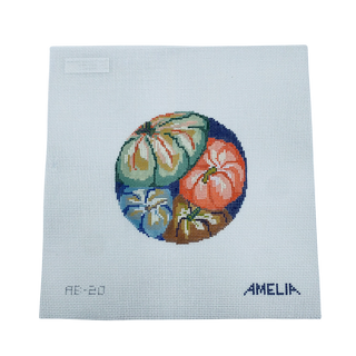 Tumbling Pumpkins Round Needlepoint Canvas